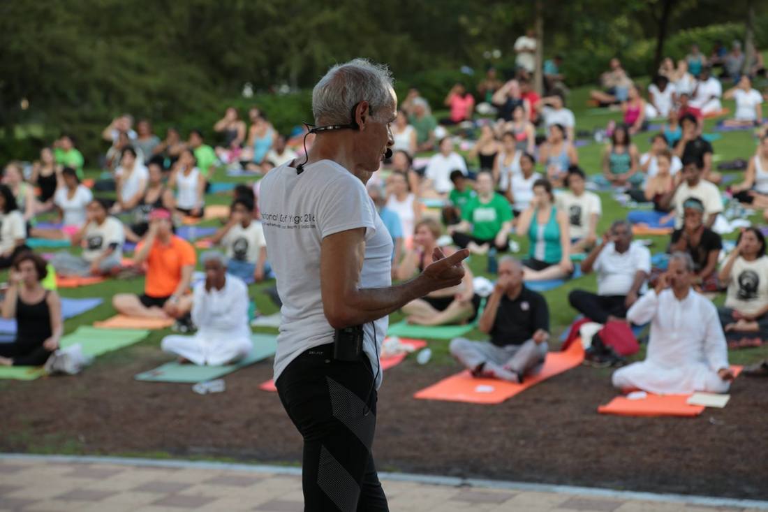 Robert teaching at International Day of Yoga 2016 in Houston, Texas